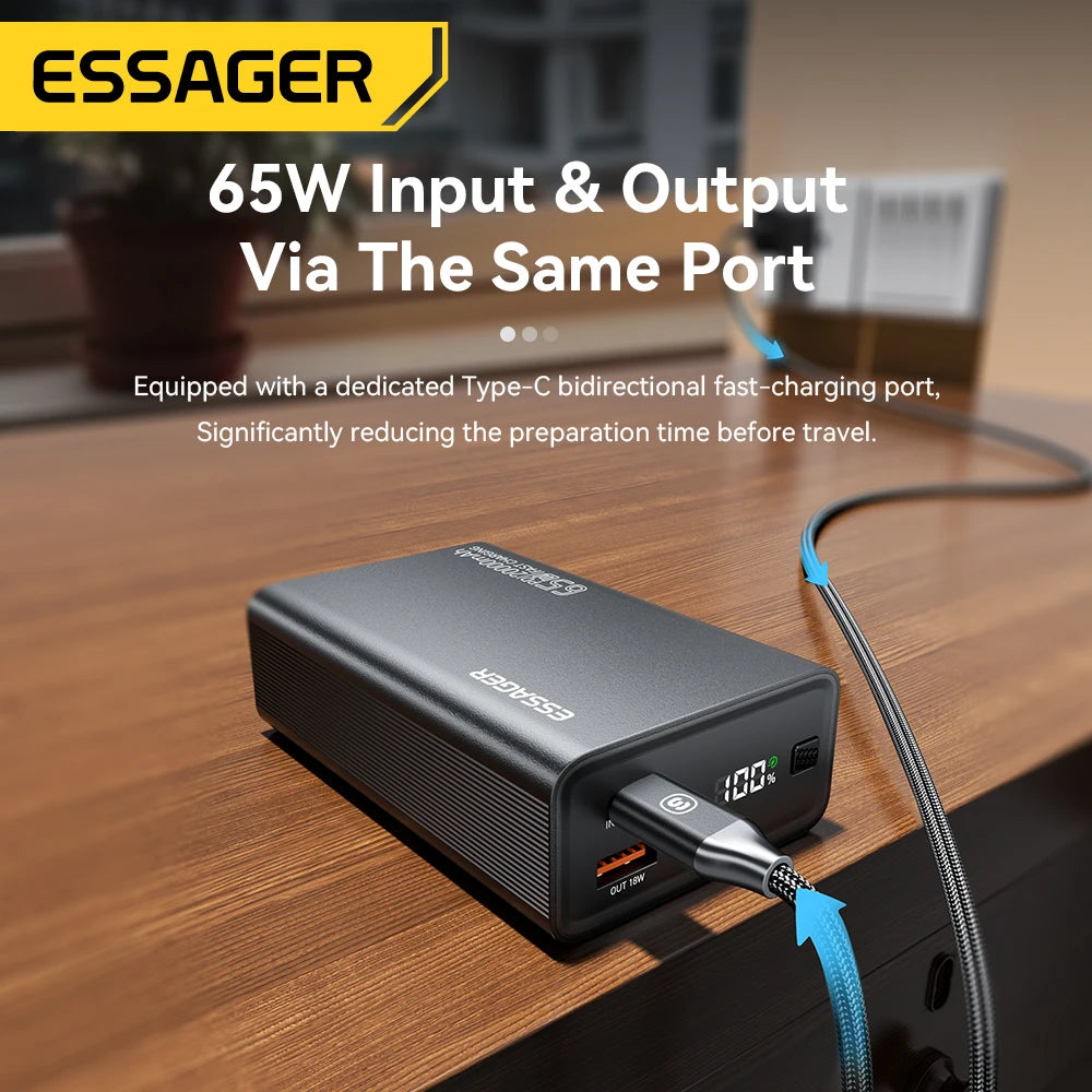 Essager 20000mAh 65W Power Bank – Fast Charging for Phones, Laptops & More