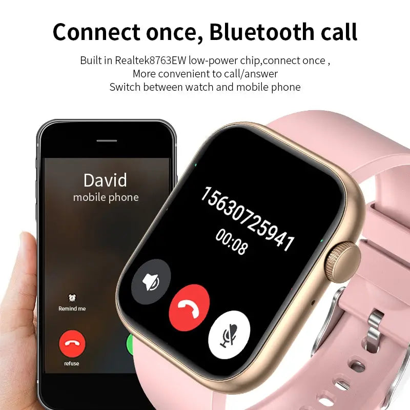 Relógio inteligente LIGE para mulheres, tela sensível ao toque, chamada Bluetooth, à prova d'água, rastreador esportivo e fitness