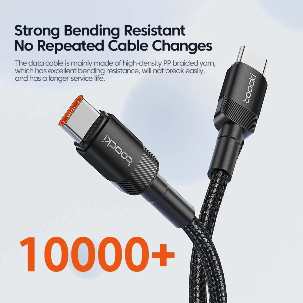 Cabo de carregamento rápido Toocki 100 W USB-C para USB-C, PD 3.0, QC 4.0