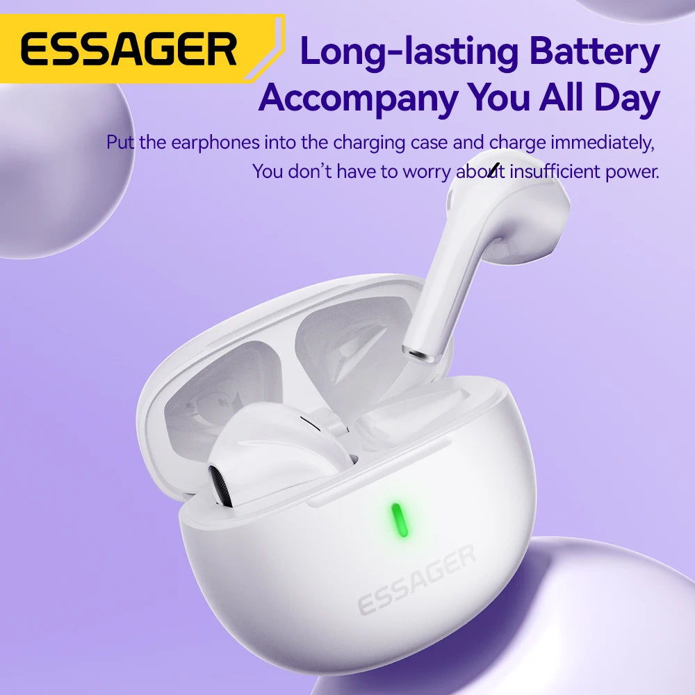 Fones de ouvido Essager Bluetooth 5.3 TWS com microfone