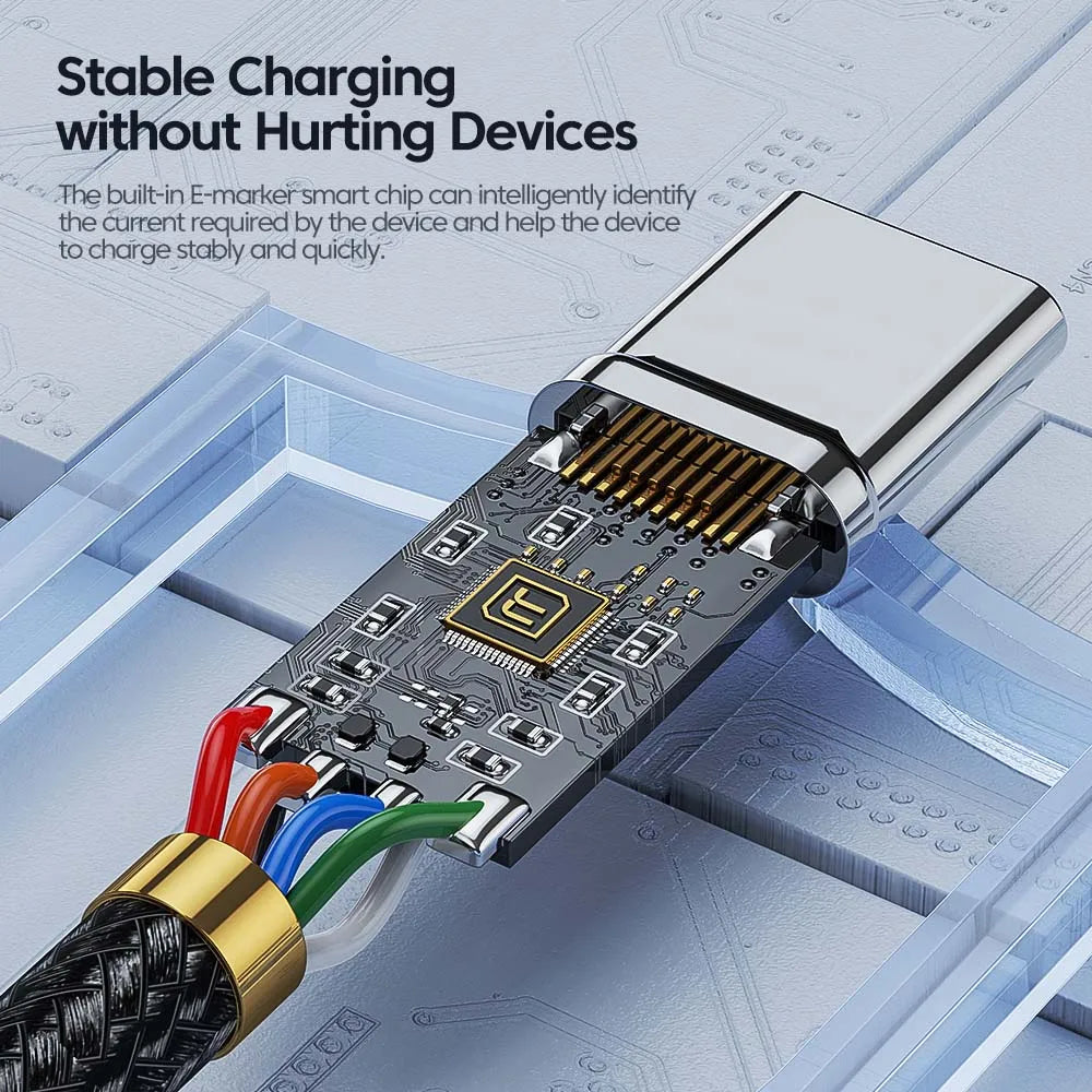 Cabo de carregamento rápido Toocki 100 W USB-C para USB-C, PD 3.0, QC 4.0