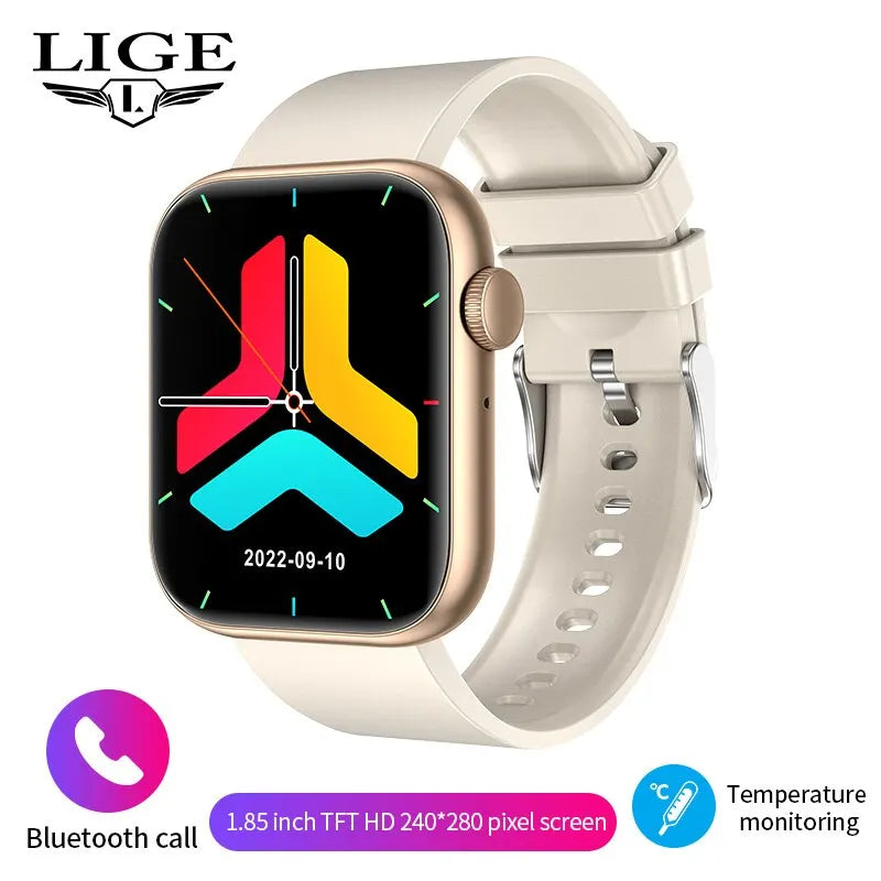 Relógio inteligente LIGE para mulheres, tela sensível ao toque, chamada Bluetooth, à prova d'água, rastreador esportivo e fitness