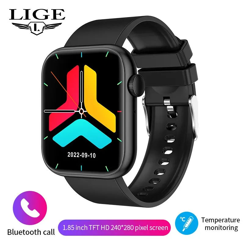 Relógio inteligente LIGE para mulheres, tela sensível ao toque, chamada Bluetooth, à prova d'água, rastreador esportivo e fitness