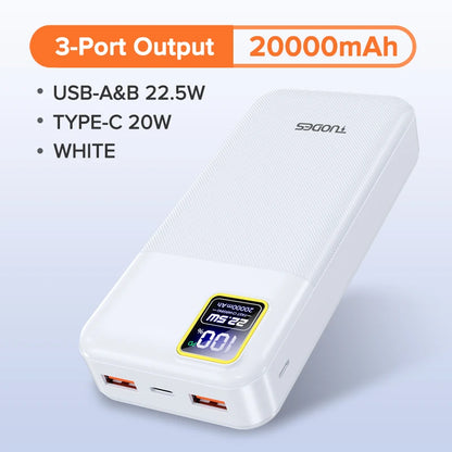 Carregador portátil de carga rápida Tuodes 20000mAh – PD 20W e 22,5W