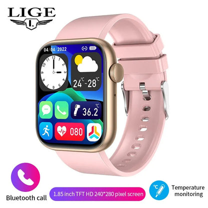 Relógio inteligente LIGE para mulheres, tela sensível ao toque, chamada Bluetooth, à prova d'água, rastreador esportivo e fitness 