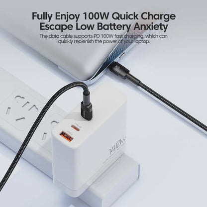 Cabo de carregamento rápido Toocki 100 W USB-C para USB-C, PD 3.0, QC 4.0