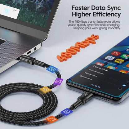 Cabo de carregamento rápido Toocki 100 W USB-C para USB-C, PD 3.0, QC 4.0