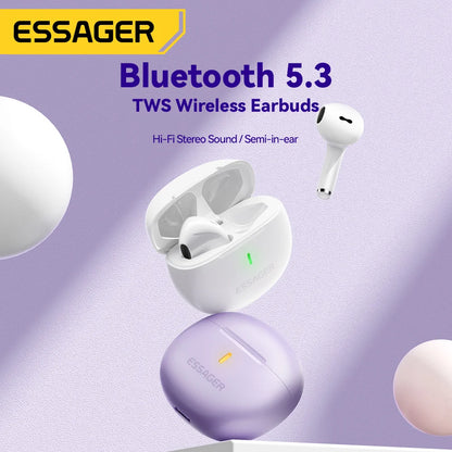 Fones de ouvido Essager Bluetooth 5.3 TWS com microfone 