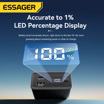 Essager 20000mAh 65W Power Bank – Fast Charging for Phones, Laptops & More