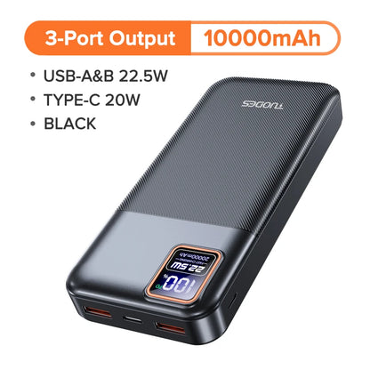 Carregador portátil de carga rápida Tuodes 20000mAh – PD 20W e 22,5W