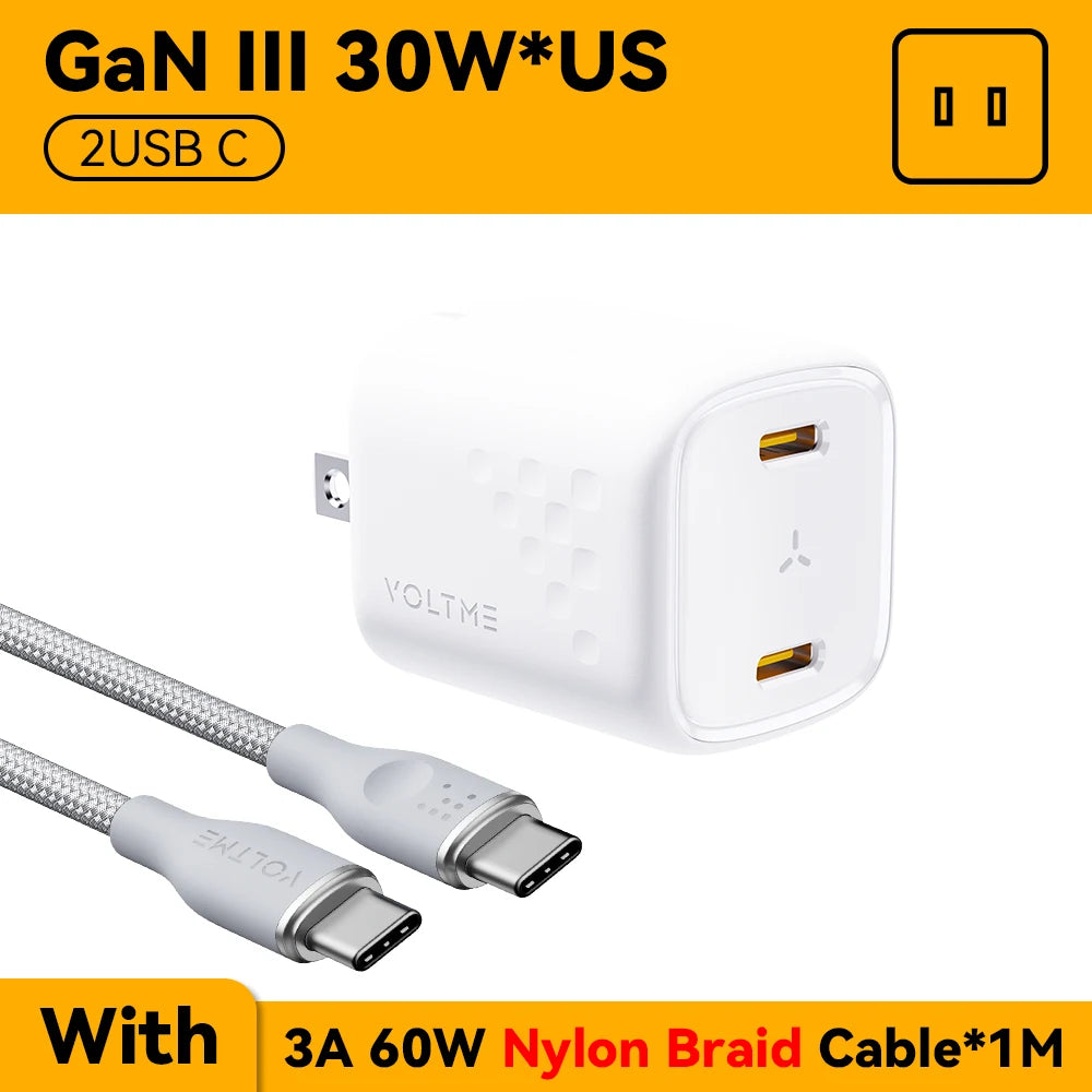 VOLTME 30W GaN III Fast Charger – Compact USB-C High-Speed Adapter