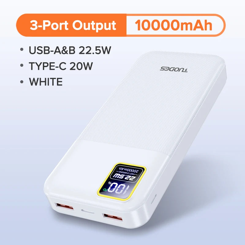 Carregador portátil de carga rápida Tuodes 20000mAh – PD 20W e 22,5W
