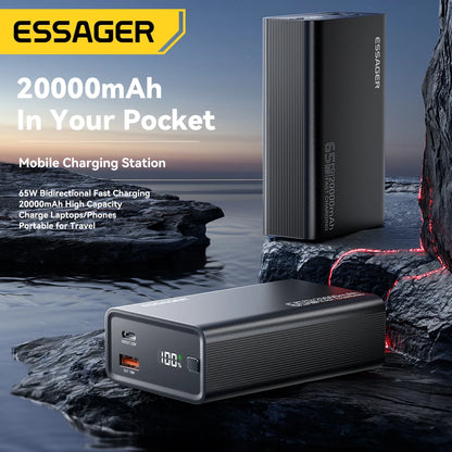 Essager 20000mAh 65W Power Bank – Fast Charging for Phones, Laptops & More