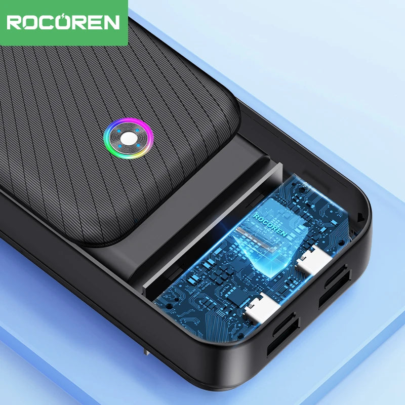 Rocoren 22,5 W Fast Charge Power Bank – Bateria portátil QC PD 3.0 de 20000 mAh para iPhone e Android