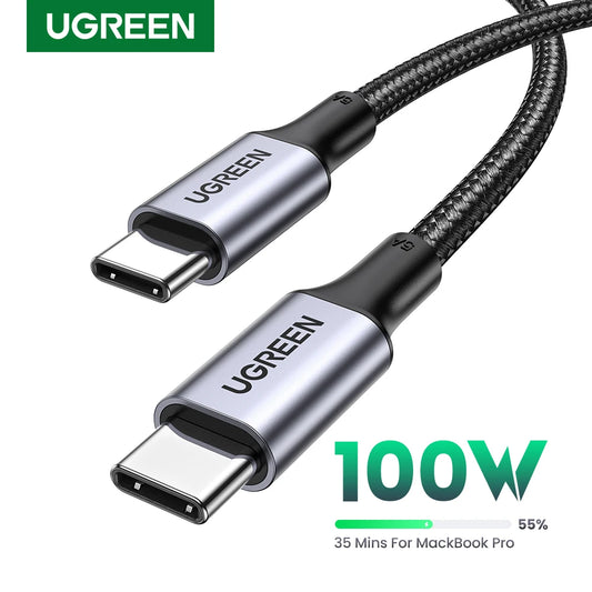 Cabo de carregamento rápido UGREEN 100 W USB-C para USB-C, PD 5A